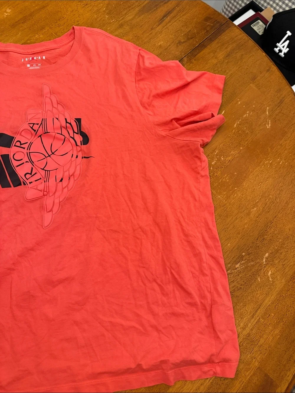 Jordan Coral-Red Short Sleeve Crewneck T-Shirt with Black Logo xxxl